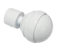 Gardinia End Caps for Curtain Rods, 2 x Finial Ball, Chicago Series, Metal, White, 20 mm Diameter
