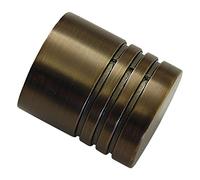 Gardinia End Caps for Curtain Rods, 2 x Finial Cylinder, Chicago Series, Metal, Bronze, 20 mm Diameter