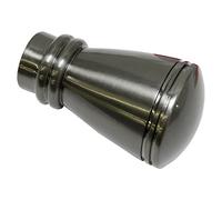 Gardinia End Caps for Curtain Rods, 2 x Finial Siro, Chicago Series, Metal, Titanium, 20 mm Diameter