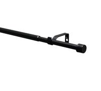 GARDINIA Kos Cap Extendible Curtain Pole Set Including Brackets, End Pieces, Mounting Material, Length 120-210 cm, Diameter 19/16 mm, Metal, Matt Black