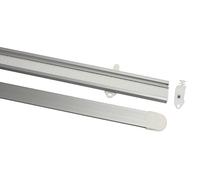 Gardinia Panel Carrier for Curtain Rails and Rods with Inner Track, Velcro and Pre-Mounted Rollers, Carrier with Sliding Rails and Weighting Bar, 60 cm, Atlanta, Silver