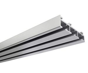 GARDINIA Panel Curtain Rail 3-Track Curtain Rail for Wall or Ceiling Mounting, For Sliding Curtains, Atlanta Series, Aluminium, 160 cm, Silver