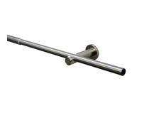 GARDINIA Sol Curtain Pole Set, 1-Track Complete Curtain Set Including Mounting Material, Extendible Curtain Rod, Diameter 16/19 mm, 120-210 cm, Metal, Stainless Steel Look