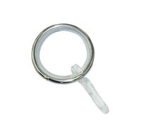 GARDINIA Sol Series Curtain Rings with Sliding Insert and Curtain Hooks, for Diameter 16-20 mm, Metal, Stainless Steel Look, Pack of 10