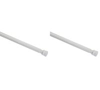 GARDINIA Tension Rod, Metal Rod, Extendable, Curtain Pole without Drilling or Screwing Required, Diameter 23/26 mm, Length 90-140 cm, White (Pack of 2)
