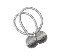 Gardinia Tiebacks for Curtains and Curtains, with Magnet for Easy Attachment, Ball Diameter Approx. 30 mm, Cord Diameter Approx. 6 mm, Magnetic Tie Clip, Flex-S, Silver, 48 cm