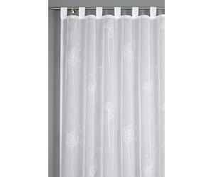 Gardinia White Voile Flock Tab Top Curtain with Attached Tab Top Curtain 140 x 245 cm
