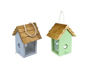 Gardman Blue Or Green Beach Hut Peanut Feeder Hanging Garden Wild Birds House