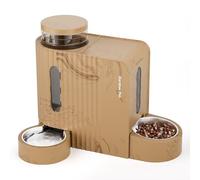 Gardner Pet 2 in 1 Automatic Cat Feeder and Water Dispenser 3L*2, Cat Bowls with Stainless Steel Bowl, Gravity Dog Water Dispenser, 100% BPA-Free, No Electricity Required, Light Wood Grain