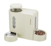 Gardner Pet 2 in 1 Automatic Cat Feeder and Water Dispenser 3L*2, Cat bowls with Stainless Steel Bowl, Gravity Dog Water Dispenser, 100% BPA-Free, No Electricity Required, Beige
