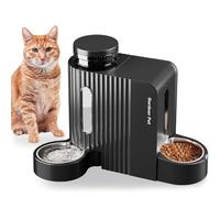 Gardner Pet 2 in 1 Automatic Cat Feeder and Water Dispenser 3L*2, Cat bowls with Stainless Steel Bowl, Gravity Dog Water Dispenser, 100% BPA-Free, No Electricity Required, Black