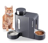Gardner Pet 2 in 1 Automatic Cat Feeder and Water Dispenser 3L*2, Cat bowls with Stainless Steel Bowl, Gravity Dog Water Dispenser, 100% BPA-Free, No Electricity Required, Dark Grey