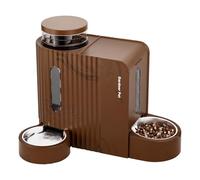 Gardner Pet 2 in 1 Automatic Cat Feeder and Water Dispenser 3L*2, Cat Bowls with Stainless Steel Bowl, Gravity Dog Water Dispenser, 100% BPA-Free, No Electricity Required, Dark Wood Grain