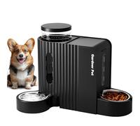 Gardner Pet 2 in 1 Automatic Cat Feeder and Water Dispenser 6L*2, Cat Bowls with Stainless Steel Bowl, Gravity Dog Water Dispenser, 100% BPA-Free, No Electricity Required, Black