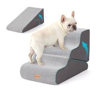 Gardner Pet 2-in-1 Dog Steps for Bed, Adjustable 3-Steps High Density Foam Dog Ramp for Sofa, Water Resistant Pet Stairs with Non Slip Bottom, Suitable for Puppy, Small Animals, Grey