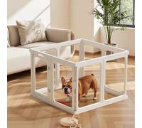 Gardner Pet Acrylic Pet Playpen, Transparent Dog Pen Indoor with Door, Puppy Pen Easy Assemble & Cleaning, Transparent Dogs Fence Indoor, Suitable for Puppy/Cat/Small Animals, 61 cm H (8 Panel, White)