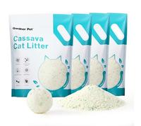 Gardner Pet Cassava Ultra Clumping Cat Litter, Tapioca Flushable Cat Litter Clumping with Odor Control, Low Tracking, Low Dust, Unscented with Deodorizing Pellets, Natural Plant-Based, 4kg x 4 Pack