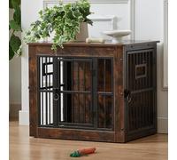 Gardner Pet Dog Crate Furniture,69 cm Heavy Duty Dog Cage,Three Door Wooden Dog Kennel Indoor End Side Table,for Small Dogs,Rustic Brown