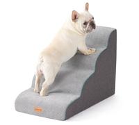 Gardner Pet Dog Steps for Bed, 4-Steps High Density Foam Dog Ramp for Sofa, Water Resistant Pet Stairs with Non Slip Bottom, Suitable for Puppy, Small Animals, Grey
