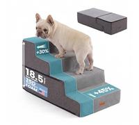 Gardner Pet Dog Steps for Bed 47cm H, 4-Step Extra Wide Dog Ramp for Sofa, Waterproof Pet Steps for Small Dogs with Durable Non-Slip Fabric Cover and 35D Soft Foam, Grey