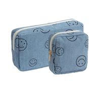 Gardsell Makeup Bag Purse Cosmetics Bags Corduroy Cute Cosmetic Pouch Handbags Purses Makeup Organizer Storage for Women, 2 Pack Blue, Cosmetic Bags for Women Makeup Bag Large Capacity