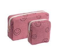 Gardsell Makeup Bag Purse Cosmetics Bags Corduroy Cute Cosmetic Pouch Handbags Purses Makeup Organizer Storage for Women, 2 Pack Pink, Cosmetic Bags for Women Makeup Bag Large Capacity