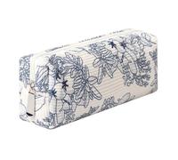 Gardsell Pencil Case Lightweight Aesthetic Pen Case Office College School Storage Bag Pouch Holder Box Organizer Makeup Pouch Cosmetic Bag for Girls Boys Kids (Flowers-Navy blue)