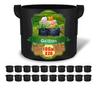Gardzen 20-Pack 10 Gallon Grow Bags, Aeration Fabric Pots with Handles, Pot for Plants