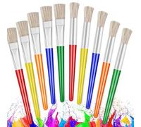 Garegce 10Pcs Paint Brushes for Kids, Round and Flat Art Brushes for Children and Beginners, Soft Hog Bristles with Plastic Handles, Ideal for Washable Watercolor Tempera Acrylic Paint and Crafts