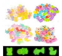 Garegce 120PCS Mini Luminous Resin Animals, 4 Styles Mixed Glow in the Dark Tiny Resin Animal Figurines, Small Plastic Miniatures for Fairy Garden Micro Landscape Aquarium, Potted Plant Decorations