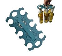 Garegce 1PCS Can Carrier for Beer and 1PCS Beverage Bottle Opener, 6-Cup Design Drink Carrier Take-Out Carry Equipment for Outdoor Camping Family Adults Gathering Beach Picnic BBQ Event - Blue