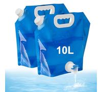 Garegce 2 Pack Collapsible Water Container with Spigot, 10L Camping Water Carrier, Foldable Portable Camping Water Bags for Hiking BBQ Sport Picnic Festivals - Blue