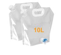 Garegce 2 Pack Collapsible Water Container with Spigot, 10L Camping Water Carrier, Foldable Portable Camping Water Bags for Hiking BBQ Sport Picnic Festivals - White