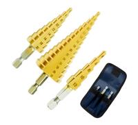 Garegce 3PCS HSS Step Drill Bit Set, High Speed Steel Step Bits Titanium Coated, Cone Hole Cutter 4-12mm, 4-20mm, 4-32mm, for DIY Lover Wood, Metal, Stainless Steel, Plastic, Aluminum, PVC Sheet