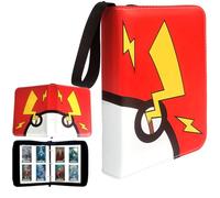 Garegce 4-Pocket Card Binder for Pokemon, 100 Pages 400 Pockets PU Waterproof Card Folder, Portable Trading Card Albulm Collection Binder Folder with Zipper for Kids Adult Birthday Gifts -Style 7