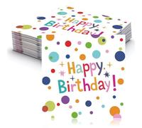 Garegce 40PCS Birthday Napkins, Happy Birthday Table Napkins Soft Cheerful Paper Serviettes Pattern for Party Decorations, Kids or Adults' Celebrations Picnic Guests Dinner Special Occasions