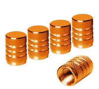 Garegce 5Pcs Tyre Valve Caps, Alloy Car Dust Caps Universal Aluminium Metal, Leak-Proof Dust Caps Stem for Car Tyres, Tyre Caps for Cars, Motorcycles, Bike, Electric, SUV - Orange