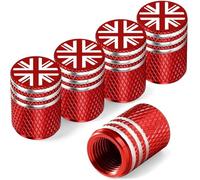 Garegce 5PCS Tyre Valve Caps, Union Jack Car Dust Caps Universal Aluminium Alloy Corrosion Resistant Dust Caps Stem, Wheel Tyre Caps Covers for Cars, Motorcycles, Bike, Electric, SUV - Red