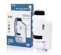 Garegce 60X-120X Zoom Kids Microscope, Portable Handheld Mini Microscope with LED Light, Adjustable Focus for Educational Discovery, Science Toy for Students, Home Study and Preschool - White
