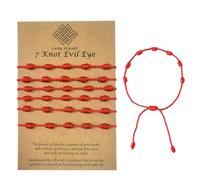 Garegce 6PCS Red String Bracelets, 7 Knot Adjustable Kabbalah Amulet Cord Red Bracelet for Women, Girls, Boys, Good Luck String Bracelet for Family, Mother’s Day Gift Symbolizing Happiness-Style 5