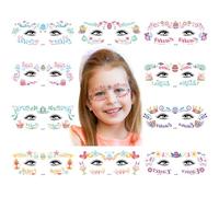 Garegce Face Glitter Tattoos for Kids, 10 Sheets Face Temporary Tattoos Glitter for Girls Boys Birthday Music Festival, DIY Cute Funny Children Stickers Make up Set Accessories Decorations Bags