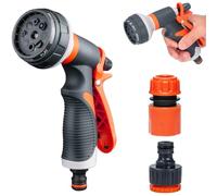 Garegce Garden Hose Spray Gun - 8 Adjustable Patterns Multi, Jet High Pressure Hose Pipe Spray Gun for Garden Watering, Lawn Care, Car Washing & Cleaning - Includes Hose Pipe Connector & Tap Fittings