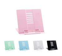Garegce Metal Book Stand Folding, Book Holder, Cookbook Stands 6-Position Adjustable Height for Reading Rack, Tablet, Mobile Phone, and Reduce Fatigue for Sturdy Office School Home - Pink