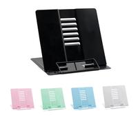 Garegce Metal Book Stand Folding, Book Holder, Cookbook Stands 6-Position Adjustable Height for Reading Rack, Tablet, Mobile Phone, and Reduce Fatigue for Sturdy Office School Home - Black