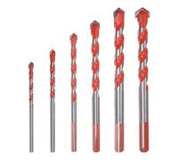 Garegce Multi Purpose Professional Drill Bit Set (6PCS) for Concrete/Glass/Brick/Marble/Plastic/Cement/Tile/Wood, 4mm 5mm 6mm 8mm 10mm and 12mm Industrial Strength Carbide Drill Bit Tip - Orange