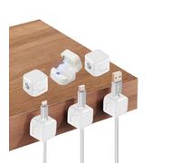 Garegce Pack of 6 Cable Holder Clips, Cable Holder Management Clips Adjustable Cable Organiser, Magnetic Cable Management, Self-Adhesive Cable Holder for Desk, Bedside, USB -White