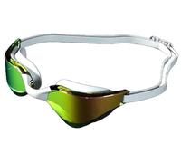 GAREGEAR Competition Ready Racing Swimming Goggles - Pro Anti-Fog, UV Protection, Silica Gel, Anti-Leak, Streamline Goggles for Training, Swimming Galas, Events and Competition (White & Gold)