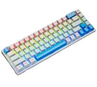 GAREGEAR K68 60% Wired RGB Gaming Keyboard - White & Blue Keycaps, Red Switch Linear Typing (Customizable Lighting, 68 Keys, Compact, Mechanical)