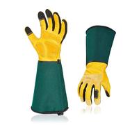 Garening Gloves Long Sleeves in Leather with Touchscreen, Heavy Duty Work Gloves Gauntlet Thorn Proof Antivibration for Men&Women