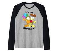 Garfield and Odie It's My Birthday Heart Raglan Baseball Tee